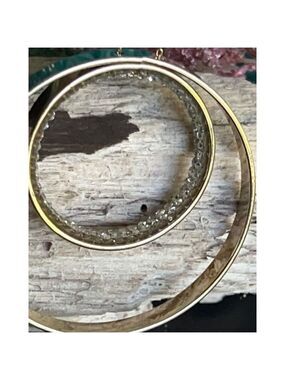 Gold Double Hoop Swarovski Crystals Statement Necklace